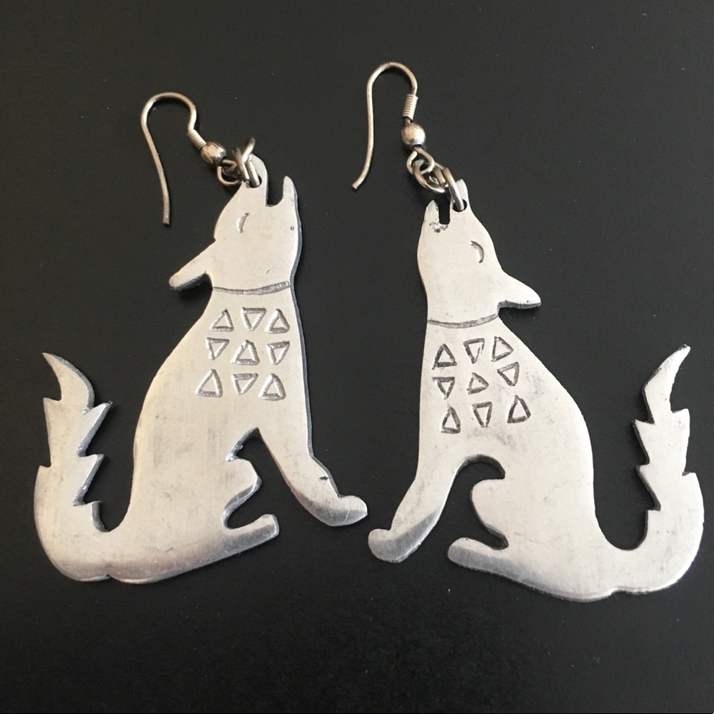 Coyote Silver Boho Statement Dangle Earrings - image 1